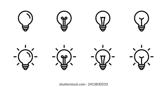 Lightbulb Icon Set. Bulb lamp icon, Lamp icons, Idea light bulb icon vector illustration.