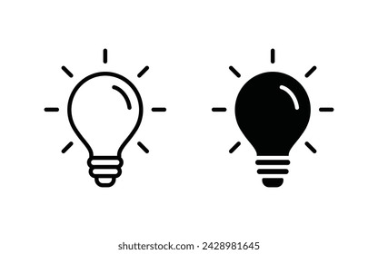 Lightbulb Icon Set. Bulb lamp icon, Lamp icons, Idea light bulb icon vector illustration.