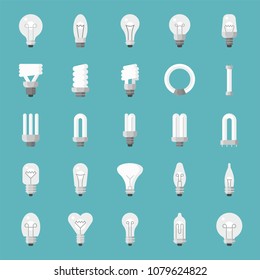 Lightbulb icon set, flat design vector