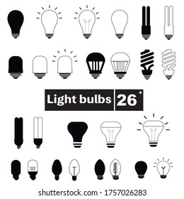 Lightbulb icon set. Light bulb, electricity, energy symbol or label. Vector illustration