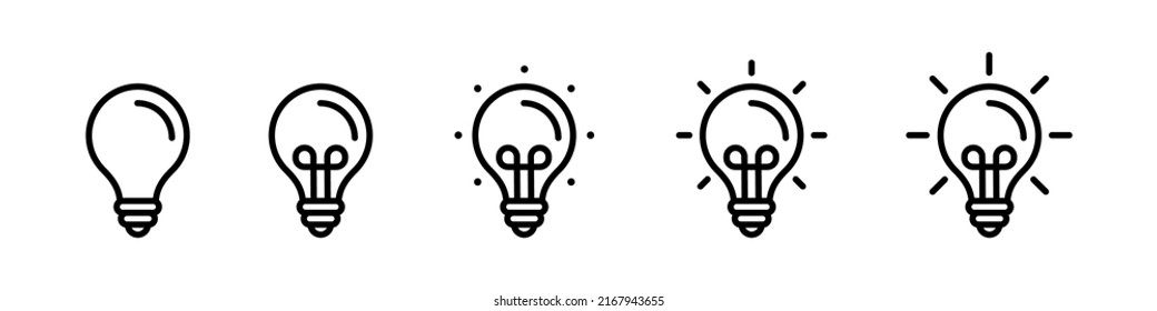 Lightbulb icon set. Light bulb flat line vector icons. Idea concept. Lamp icons. Vector graphic EPS 10