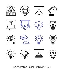 lightbulb Icon Set with line icons. Modern Thin Line Style. Suitable for Web and Mobile Icon. Vector illustration EPS 10.