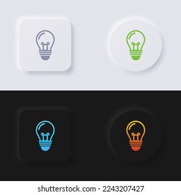 Lightbulb icon set, Multicolor neumorphism button soft UI Design for Web design, Application UI and more, Button, Vector.