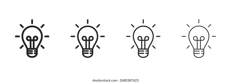 Ícone de lâmpada definir ilustração de vetor de vários estilos