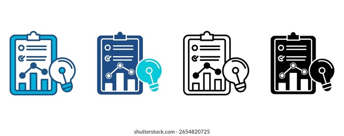 Icono de bombilla con múltiples estilos. Ilustración vectorial