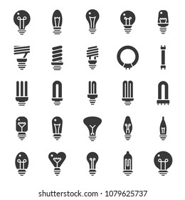 Lightbulb icon set, solid icon style