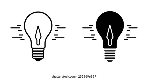 Lightbulb icon set. Solution or idea symbol. Flat stroke linear simple trend modern efficiency logotype design element isolated on white background.