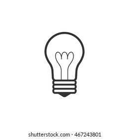 Lightbulb icon in single grey color. Idea inspiration electricity light