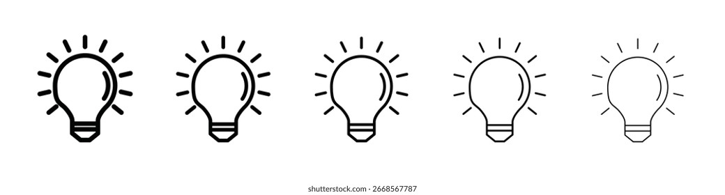 Icono de bombilla Concepto de símbolo para Diseño web. icono de Vector de línea simple. ilustración de logotipo.