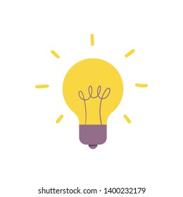 Lightbulb icon, symbol of idea, flat vector illustration. Solution and creativity sign. Shining lamp.
