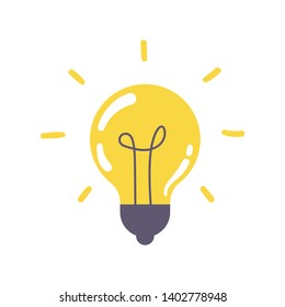 Lightbulb icon, symbol of idea, flat vector illustration. Solution and creativity sign. Shining lamp.
