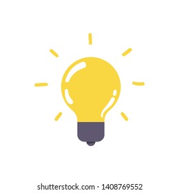 Lightbulb icon, symbol of idea, flat vector illustration. Solution and creativity sign. Shining lamp.