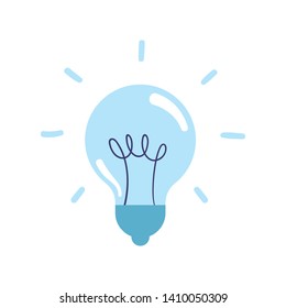 Lightbulb icon, symbol of idea, flat vector illustration. Solution and creativity sign. Shining lamp.
