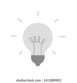 Lightbulb icon, symbol of idea, flat vector illustration. Solution and creativity sign. Shining lamp.