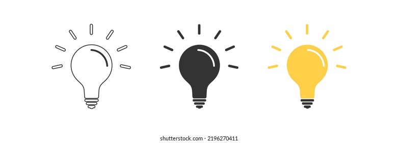 icono de bombilla, símbolo de idea, ilustración vectorial plana.
