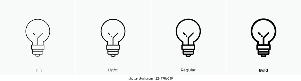 light-bulb icon. Thin, Light Regular And Bold style design isolated on white background