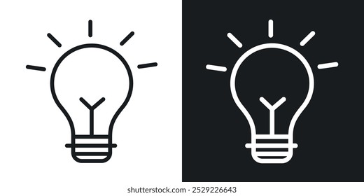 Lightbulb icon in Thin line black color. flat simple vector symbols illustration.