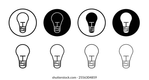 Lightbulb icon Thin line vector illustration set