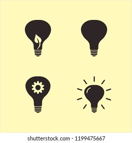 lightbulb icon. lightbulb vector icons set idea, bulb leaf and bulb