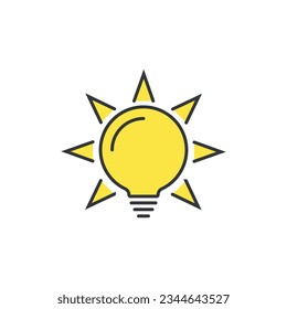 Lightbulb icon vector illustration. Bulb with sun on isolated background. Energy sign concept.