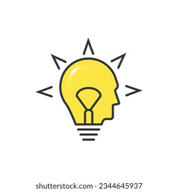 Ilustración vectorial de icono de bombilla. Bombilla en un fondo aislado. Concepto de signo de cabeza humana.