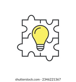 Lightbulb icon vector illustration. Bulb with puzzle on isolated background. Jigsaw sign concept.