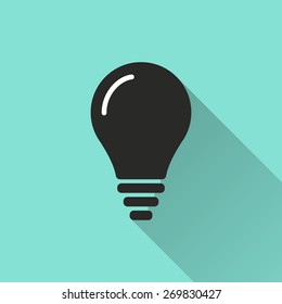 Lightbulb icon, vector illustration, flat design.