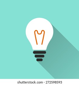 Lightbulb icon. Vector illustration, flat design. 