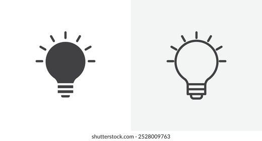 Ícone de lâmpada ícone de vetor definido em preto e branco.