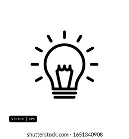 Lightbulb Icon Vector - Sign or Symbol