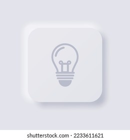 Icono de bombilla, Neumorfismo blanco diseño de interfaz de usuario suave para diseño web, IU de aplicación y más, Button, Vector.