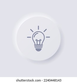 Lightbulb icon, White Neumorphism soft UI Design for Web design, Application UI and more, Button, Vector.