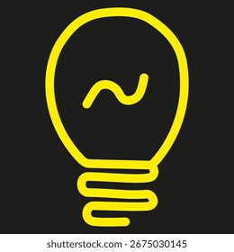 Lightbulb icon. Yellow neon vector. Black background symbol. Energy idea sign. Highly customizable and scalable.