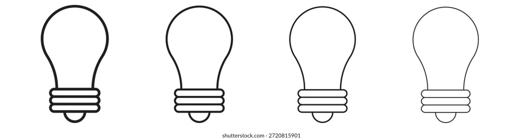 Lightbulb icons outline black vector design. Line with editable stroke.