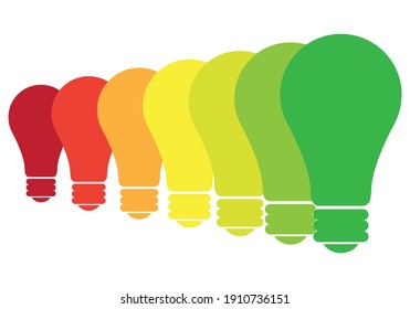 Iconos de bombillas que representan la eficiencia energética.