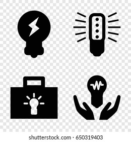 Lightbulb icons set. set of 4 lightbulb filled icons such as bulb