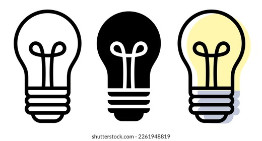 Lightbulb icons set. Light bulb vector icons isolated on white background. Vector clipart.