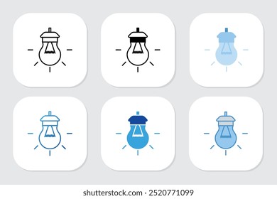 ícones de lâmpada com vários estilos de design
