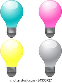 Lightbulb icons in vector different color