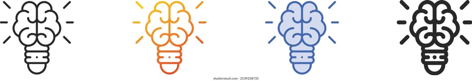 lightbulb icon.Thin Linear, Gradient, Blue Stroke and bold Style Design Isolated On White Background