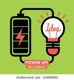 Lightbulb Idea Charging Battery Power Vector