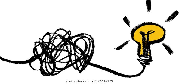 Lightbulb Idea Clarifying Complex Ideas Crayon Chalk Drawing Vector