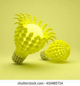 Lightbulb. Idea Concept. 3D Illustration for Marketing, Website, Business Presentation. 3d Spheres Composition. Vector illustration.