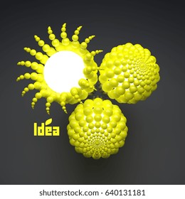 Lightbulb. Idea concept. 3D illustration for marketing, website, business presentation. 3d spheres composition. Vector.