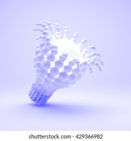 Lightbulb. Idea Concept. 3d Spheres Composition. Vector illustration for Science, Technology, Web Design. 