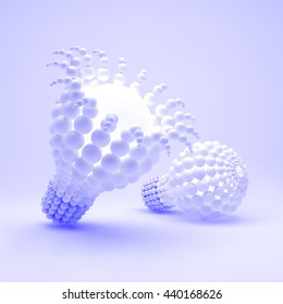 Lightbulb. Idea Concept. 3D Spheres Composition. Vector illustration for Marketing and Business Presentation. Futuristic Technology Style.