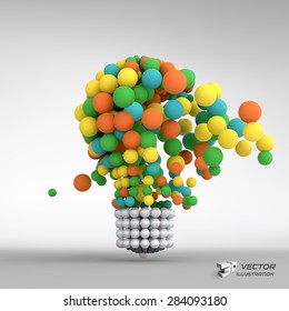 Lightbulb. Idea concept. 3d vector illustration. Can be used for business presentation.