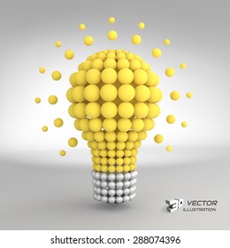 Lightbulb. Idea concept. 3d vector illustration. Can be used for business presentation.