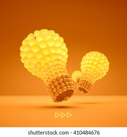 Lightbulb. Idea concept. 3d vector illustration. Can be used for business presentation.