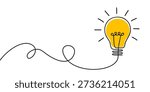 Lightbulb idea concept banner, creative concept bulb sign hand drawn, innovations symbol